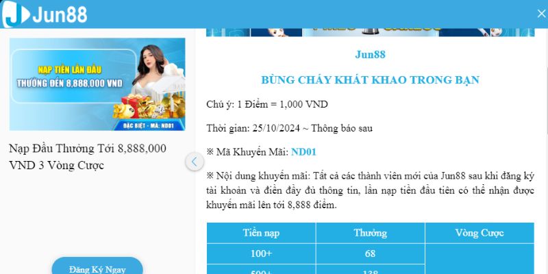 Thông tin về khuyến mãi nạp vốn nhận quà